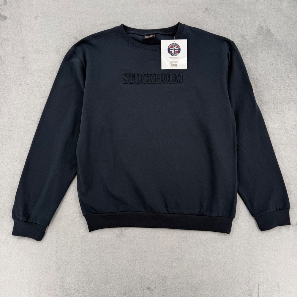 Scandinavian Explorer Stockholm Sweatshirt Mens Navy Fleece Pullover‎ Size L